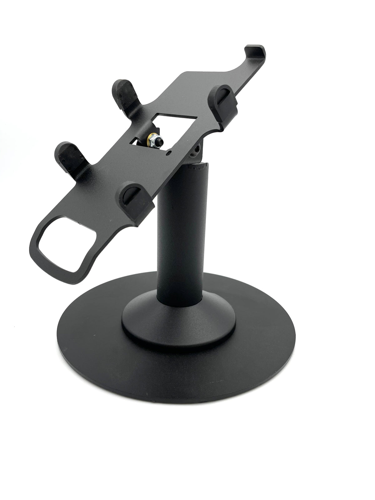 Verifone Vx820 stand, freestanding swivel & tilt metal with round plate, view 2