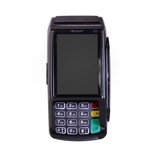Refurbished Dejavoo Z9 portable credit card terminal with touchscreen and keypad