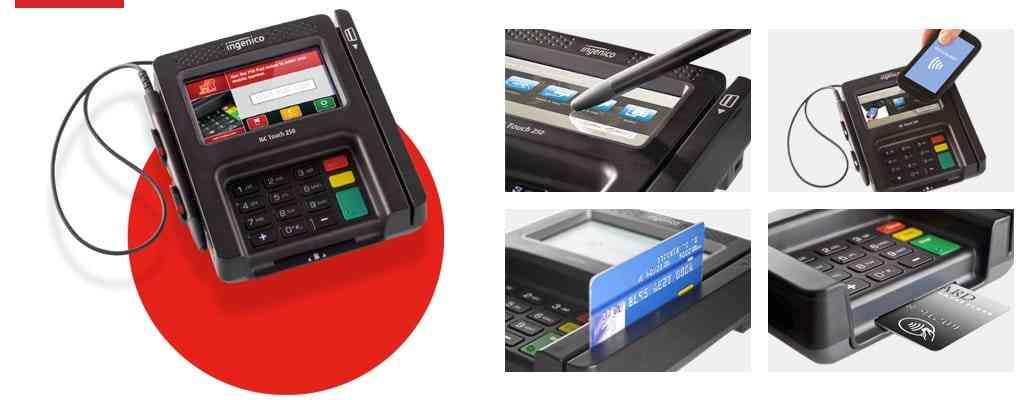 Ingenico ISC Touch 250 EMV NFC terminal with card reader and touchscreen for retail payments