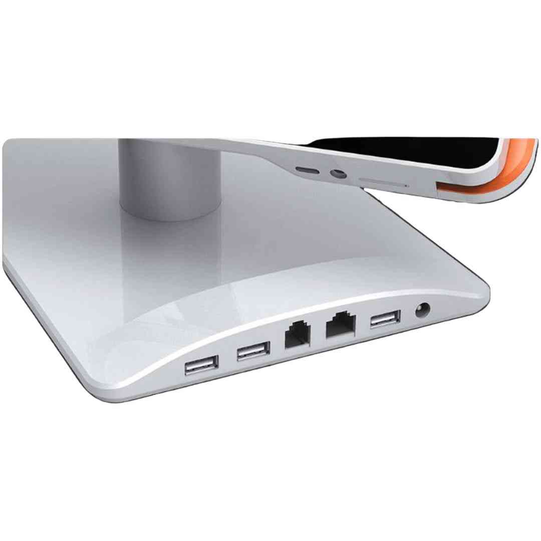 PAX E770 POS tablet mounted on marble surface in retail environment