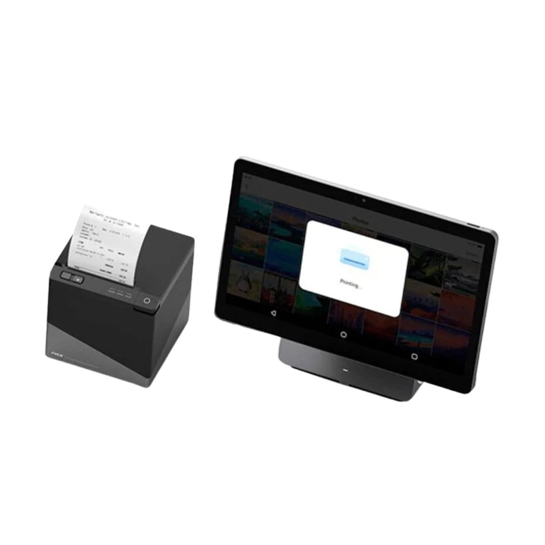 Point of sale thermal receipt printer with tablet and printed receipt