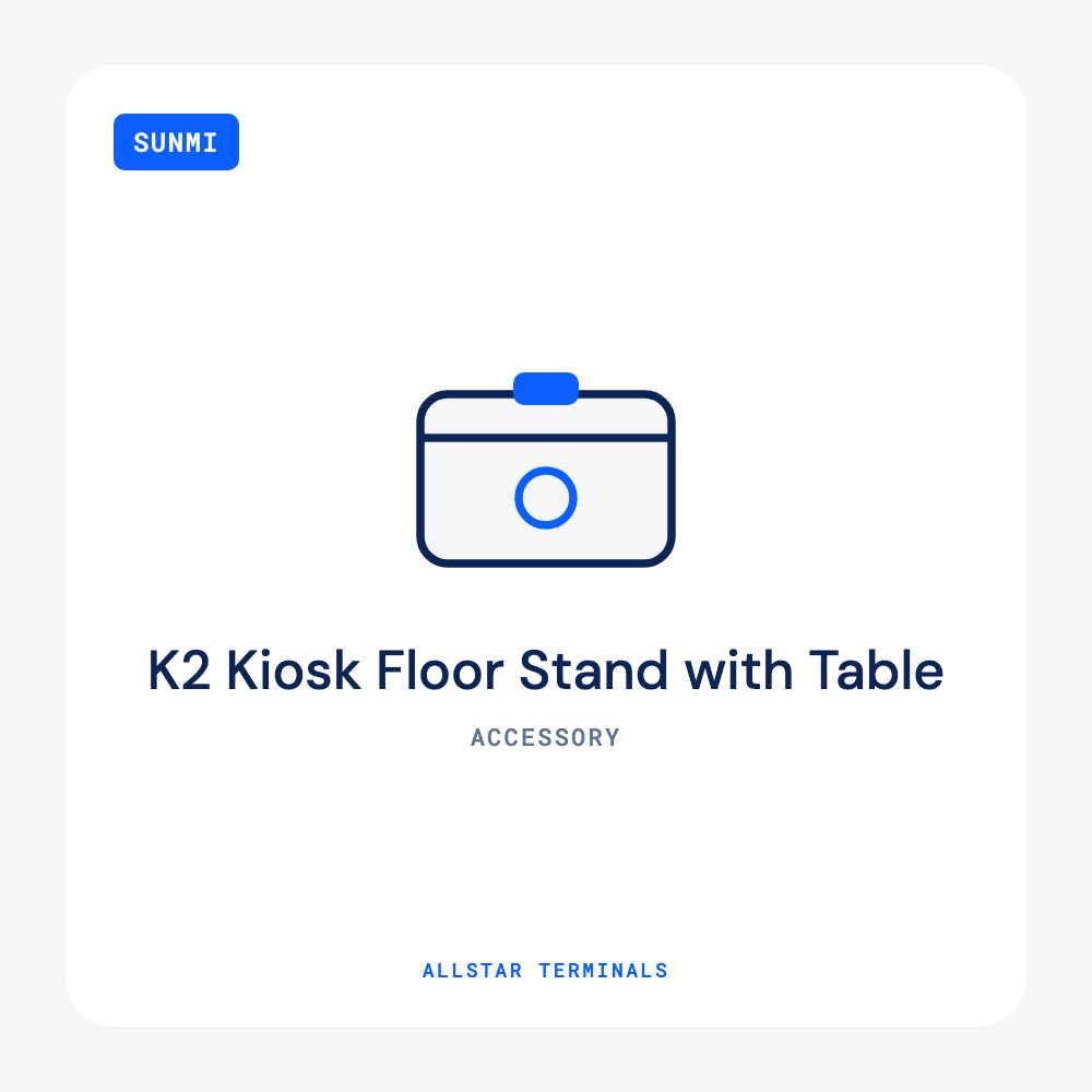 SUNMI K2 Kiosk Floor Stand with Table - Allstar Terminals