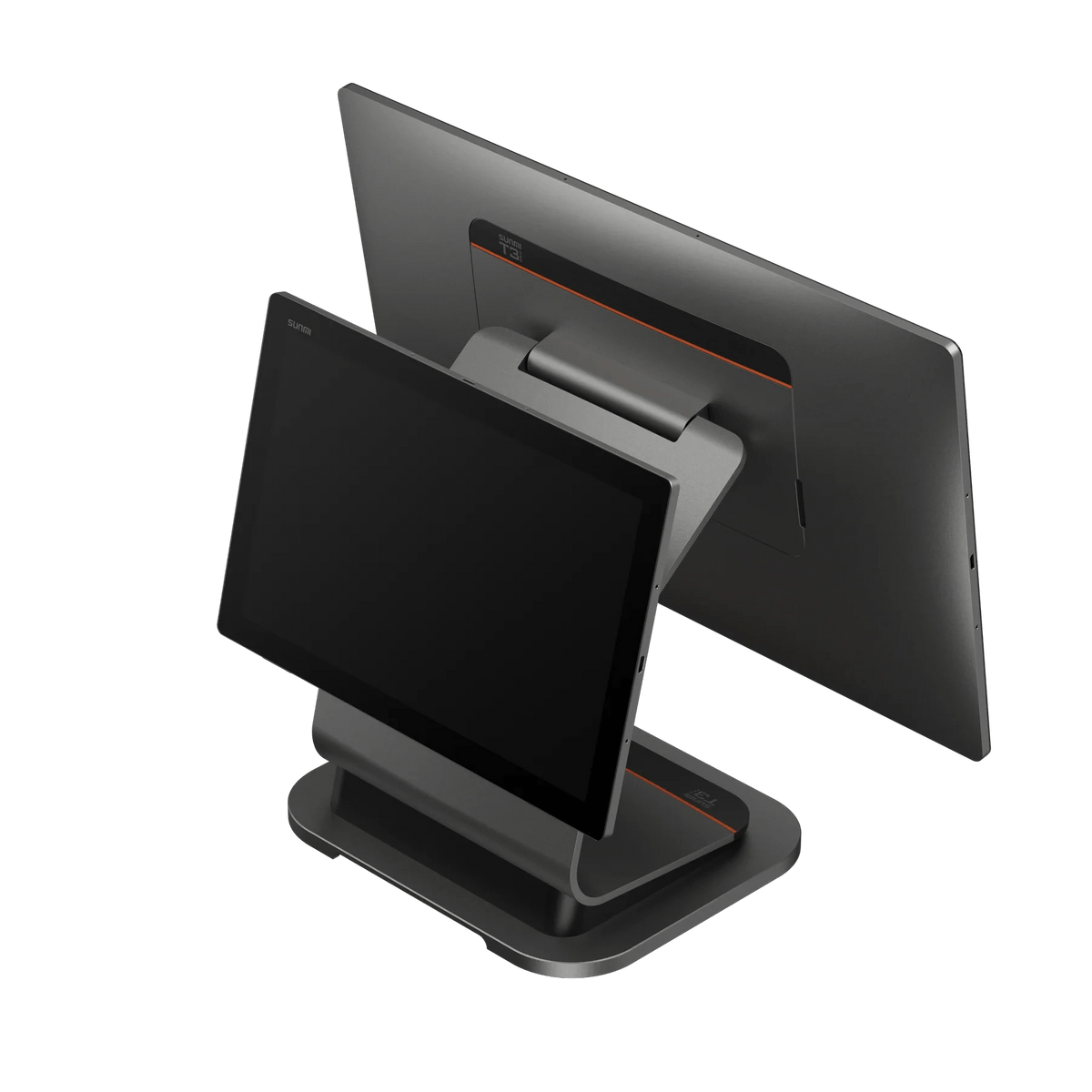 Modern POS system with large display and printer