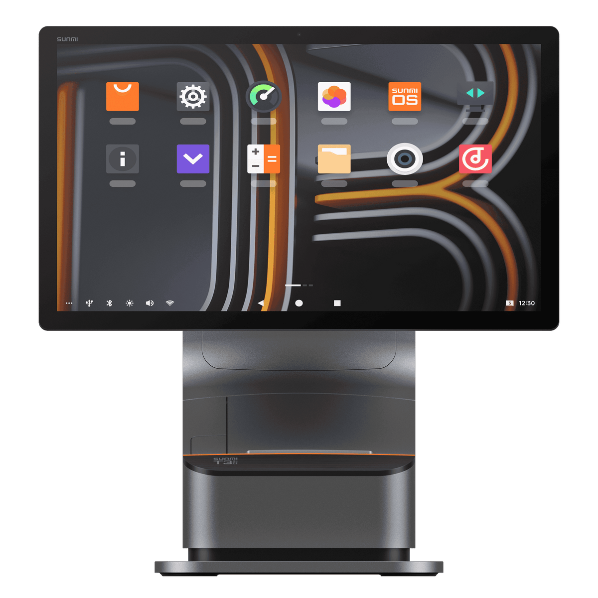 SUNMI T3 PRO MAX desktop POS terminal with 15.6 inch FHD display, NFC, WiFi, and 80mm printer