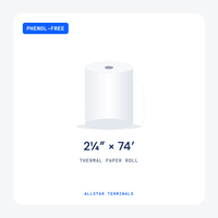 2 1/4" x 74' phenol-free thermal paper roll