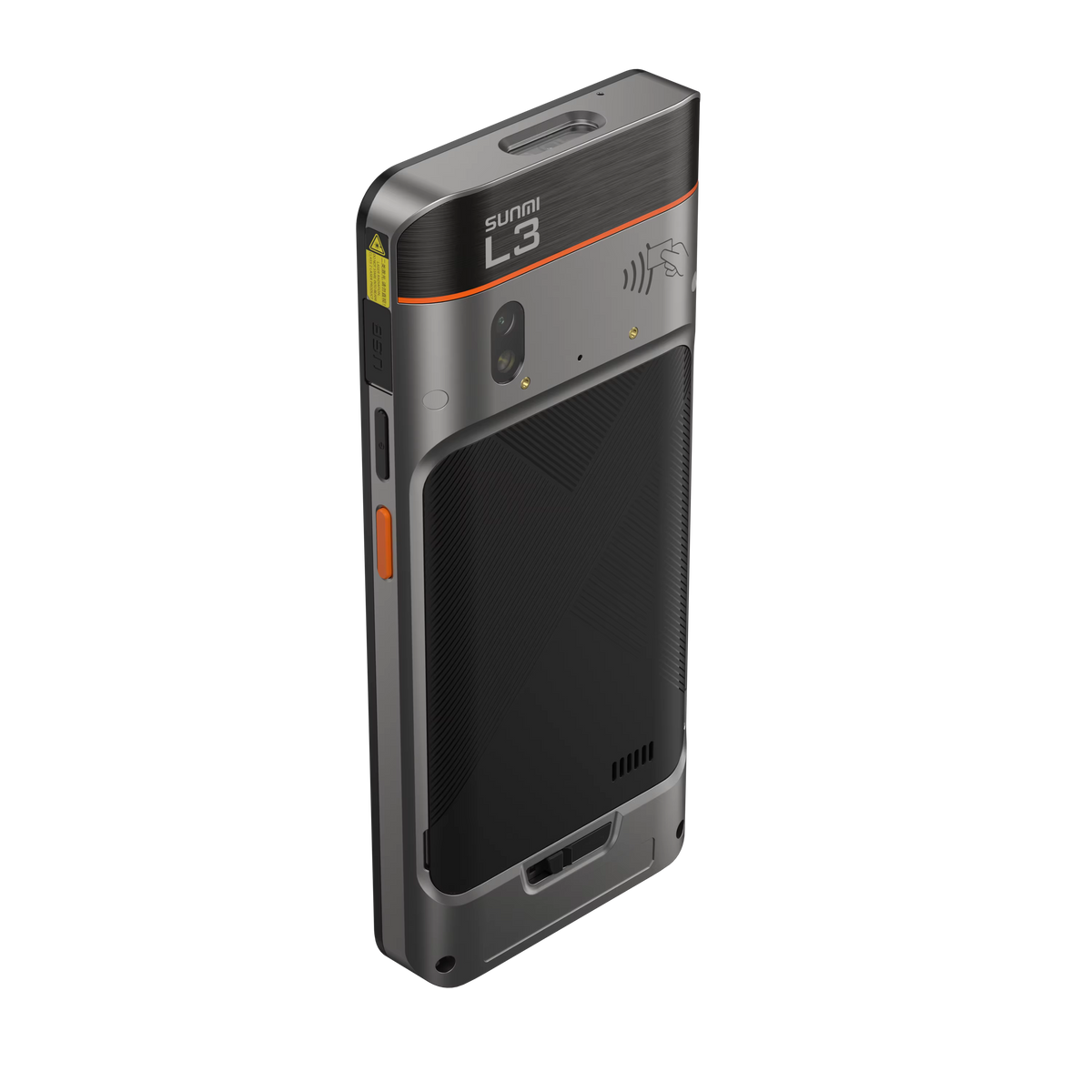 Close-up of rugged POS with scanner and NFC