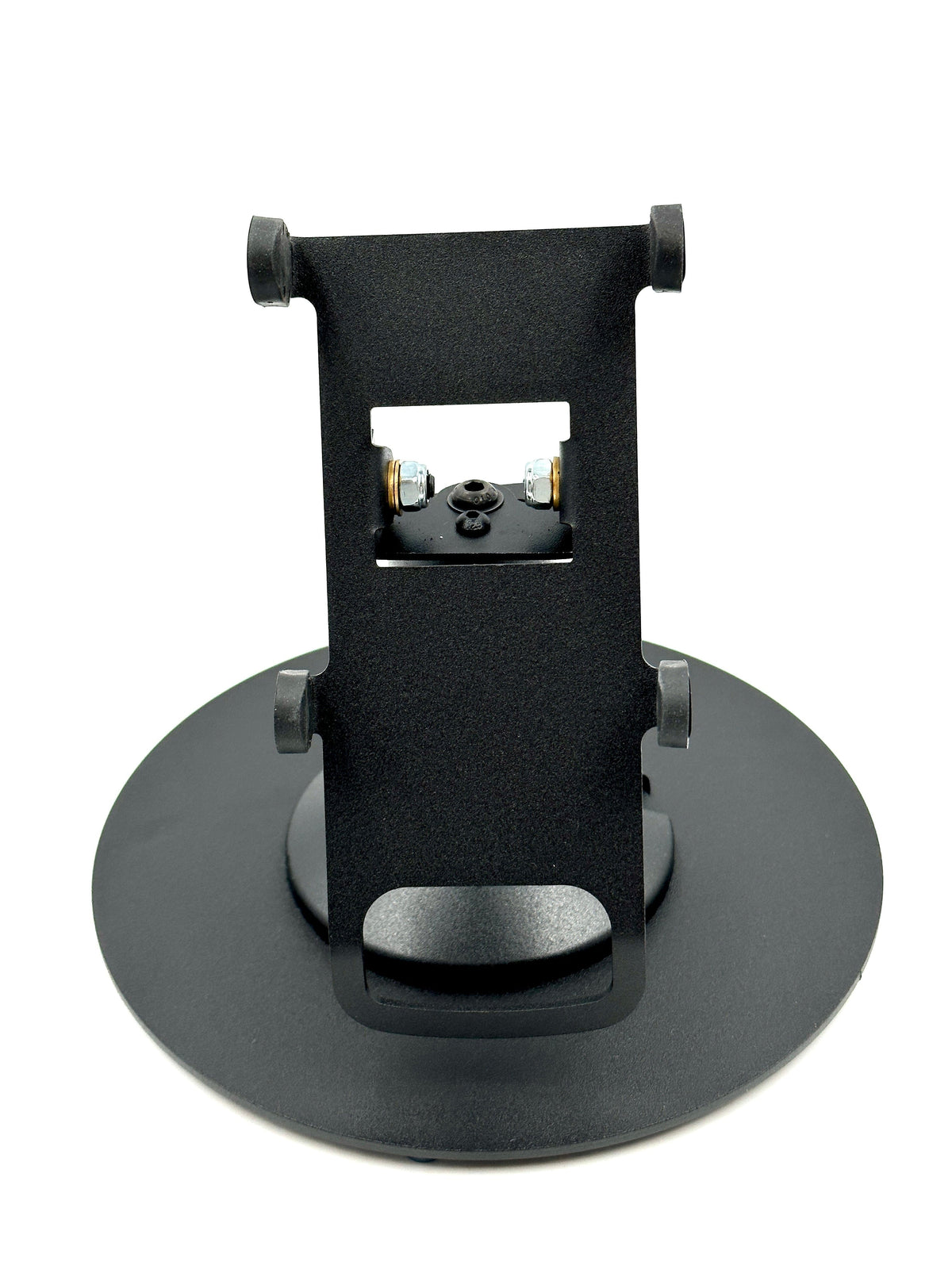 Verifone V400M stand, low freestanding swivel & tilt metal with round plate, view 3