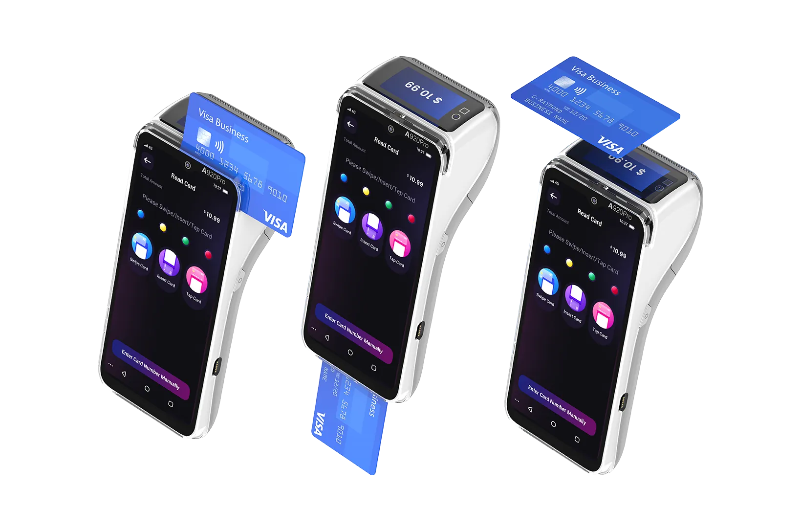 PAX A920Pro DUO dual-screen Android payment terminal accepting swipe, insert, and tap card payments