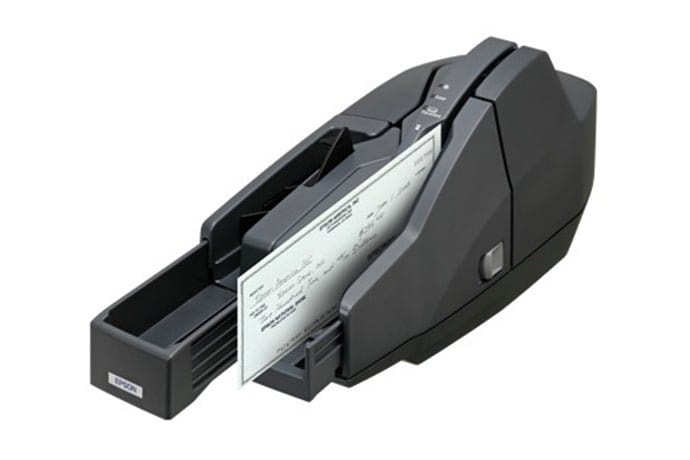 Epson check scanner with 100-item feeder for high-volume check processing