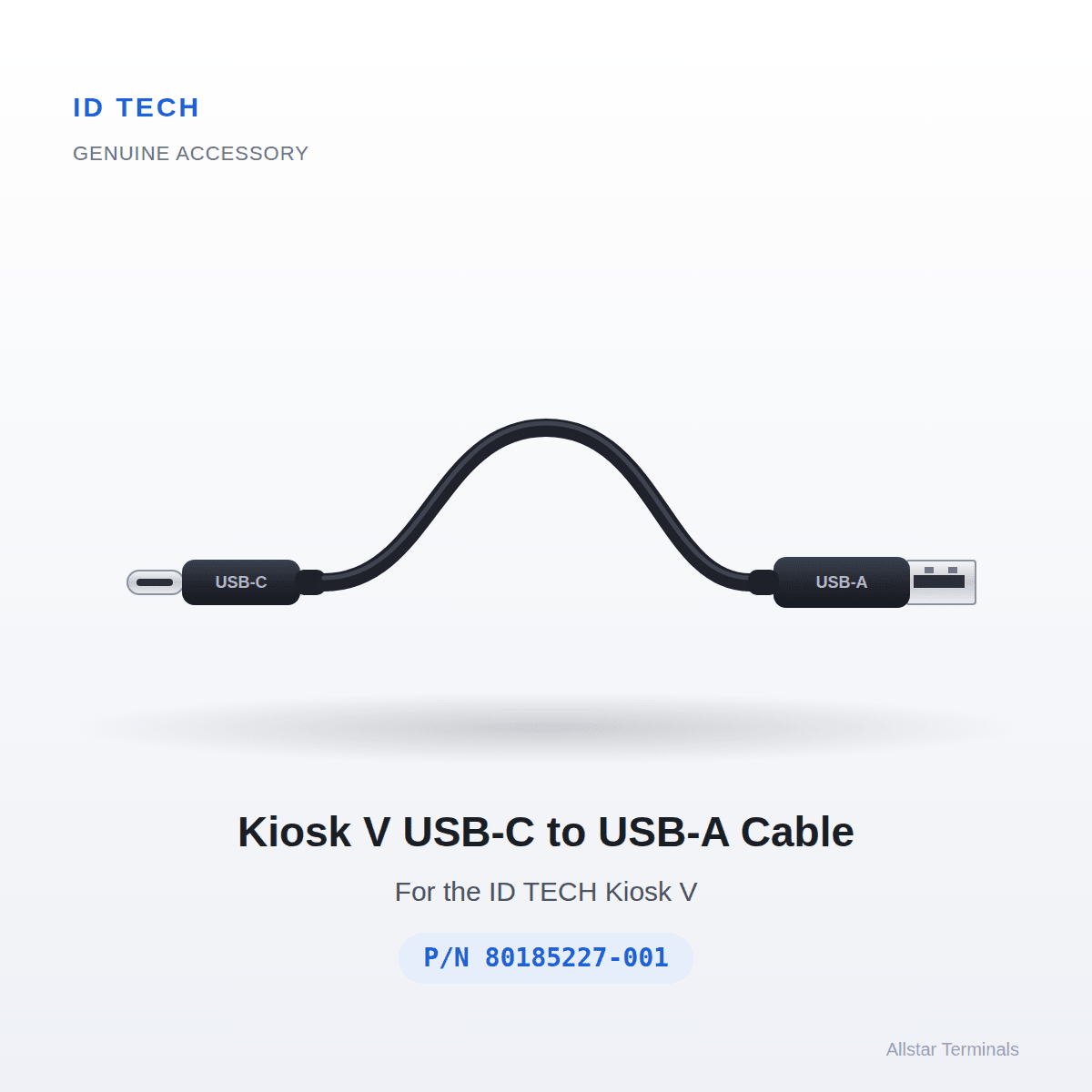 ID TECH Kiosk V USB-C to USB-A Cable (80185227-001) - All-Star Terminals