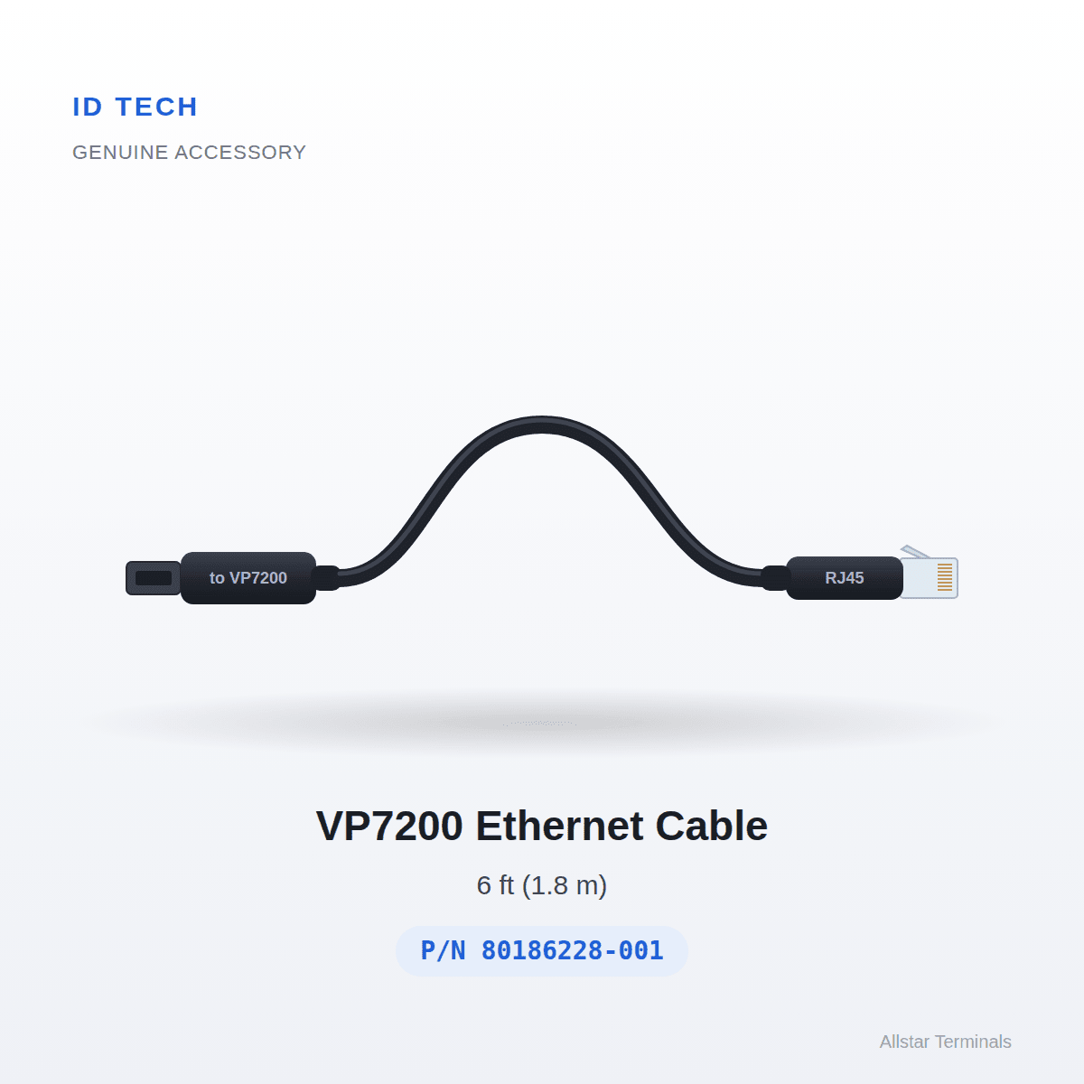 ID TECH VP7200 Ethernet Cable, 6 ft (80186228-001) - All-Star Terminals
