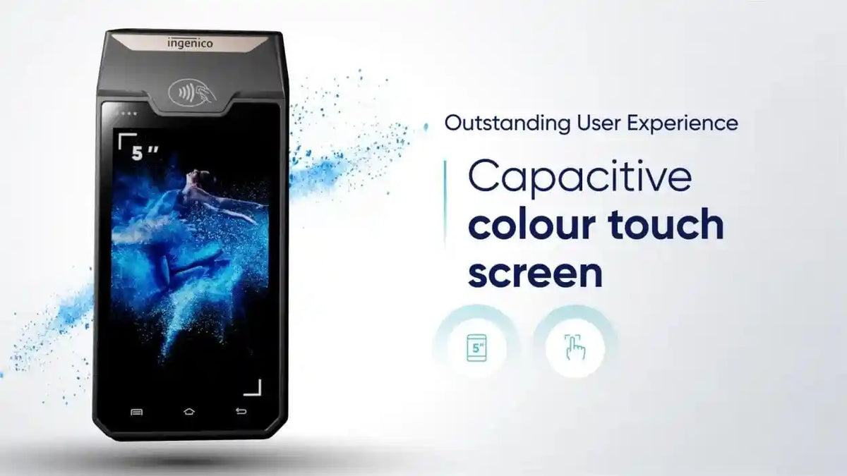 Capacitive color touchscreen payment terminal for secure transactions