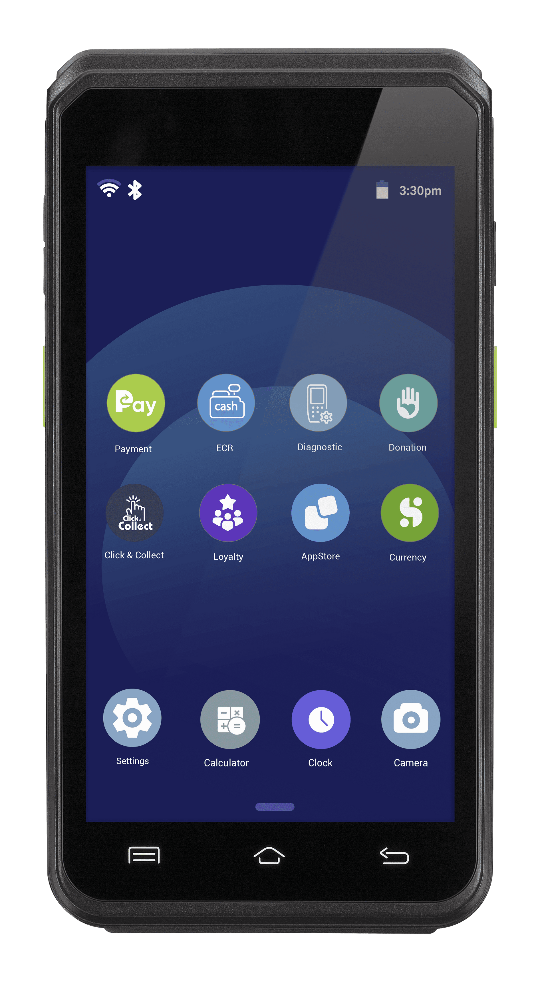 Android POS terminal with touchscreen display for retail payments