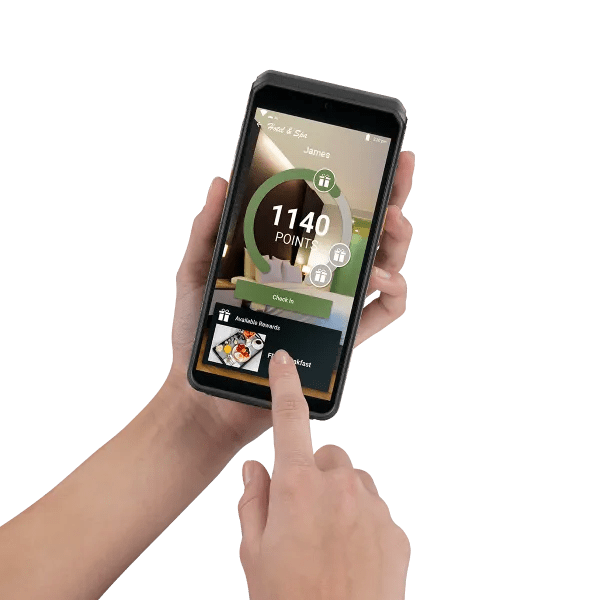 Mobile device with app for customer loyalty and rewards