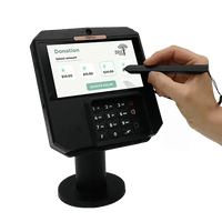 Portable Ingenico payment device with touchscreen and card reader for donations