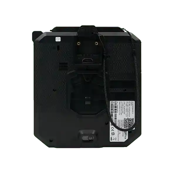 Back view of Ingenico POS terminal with barcode scanner and power connections