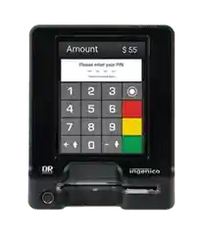 Ingenico POS terminal with touchscreen and PIN pad for payments