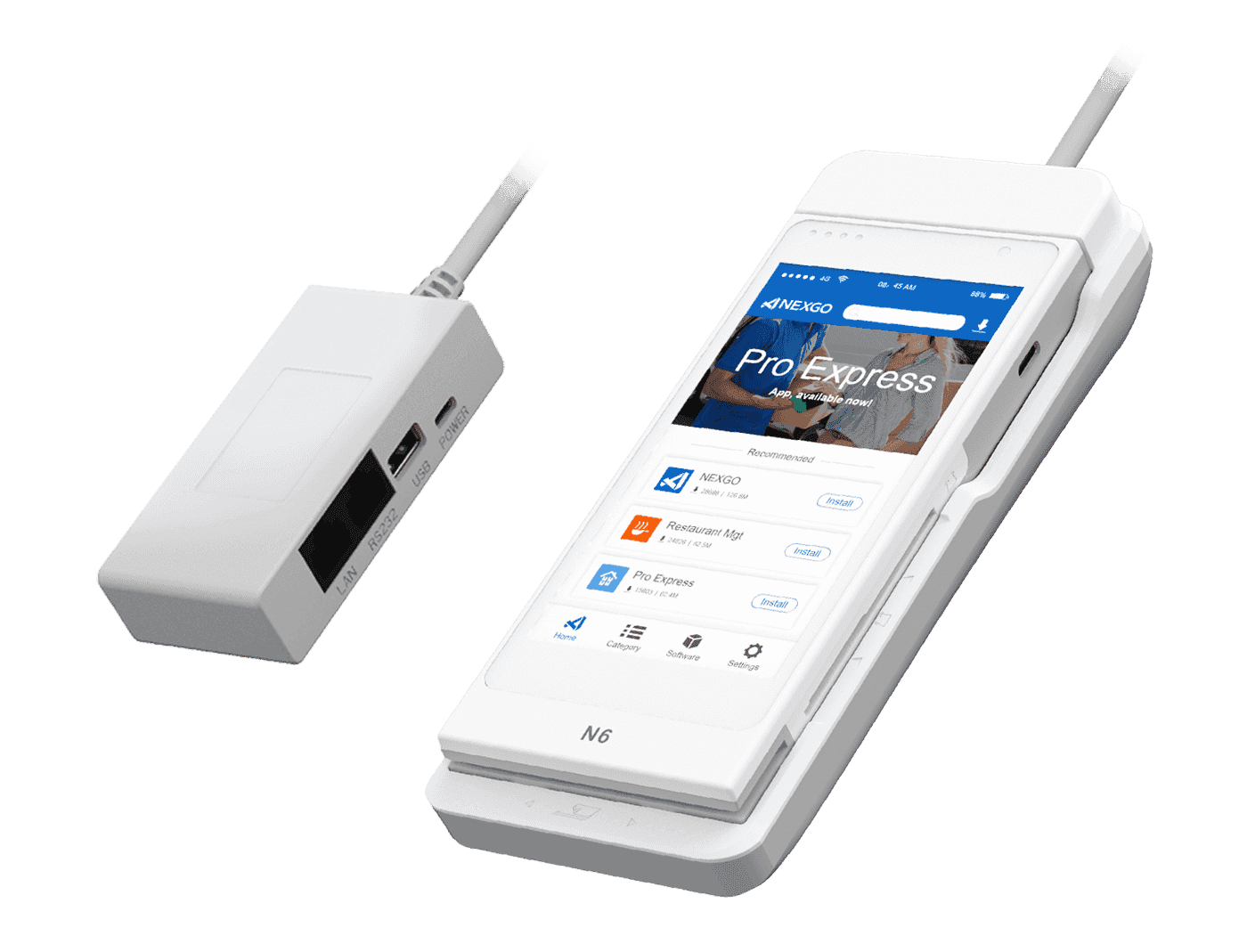 Nexgo N6 countertop wireless POS terminal with touchscreen and connectivity