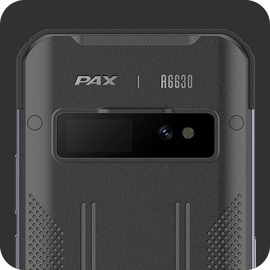 PAX A6630 rear customer-facing display and camera