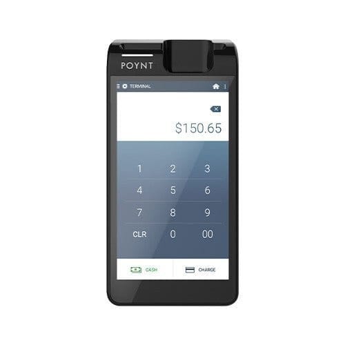 Poynt 5 wireless payment terminal with touchscreen display and keypad