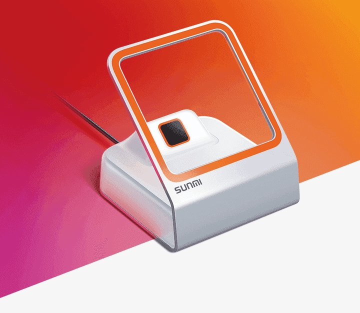 SUNMI Blink2 QR barcode scanner with display stand for retail POS
