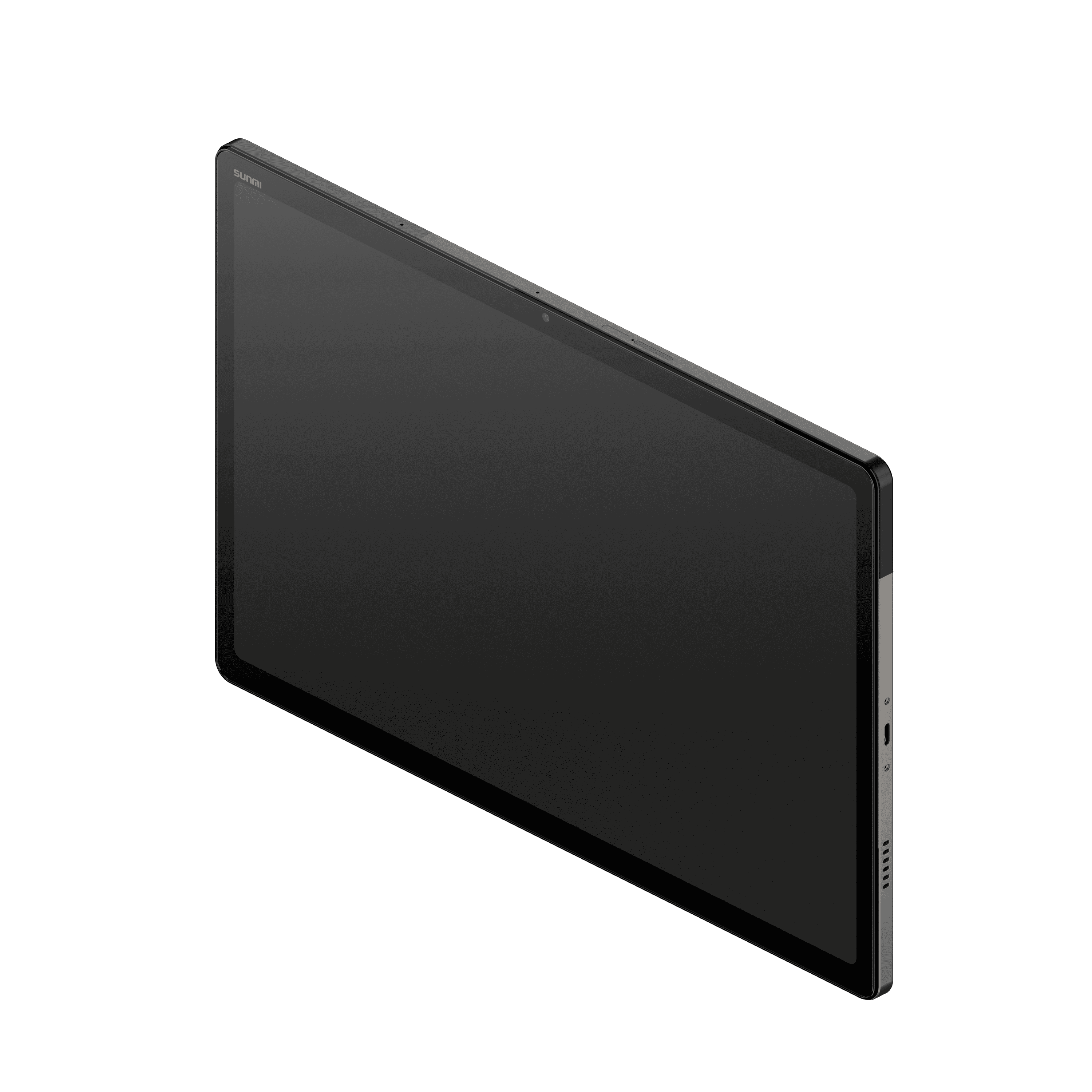 Close-up of SUNMI CPad 14 tablet top edge with ports and buttons