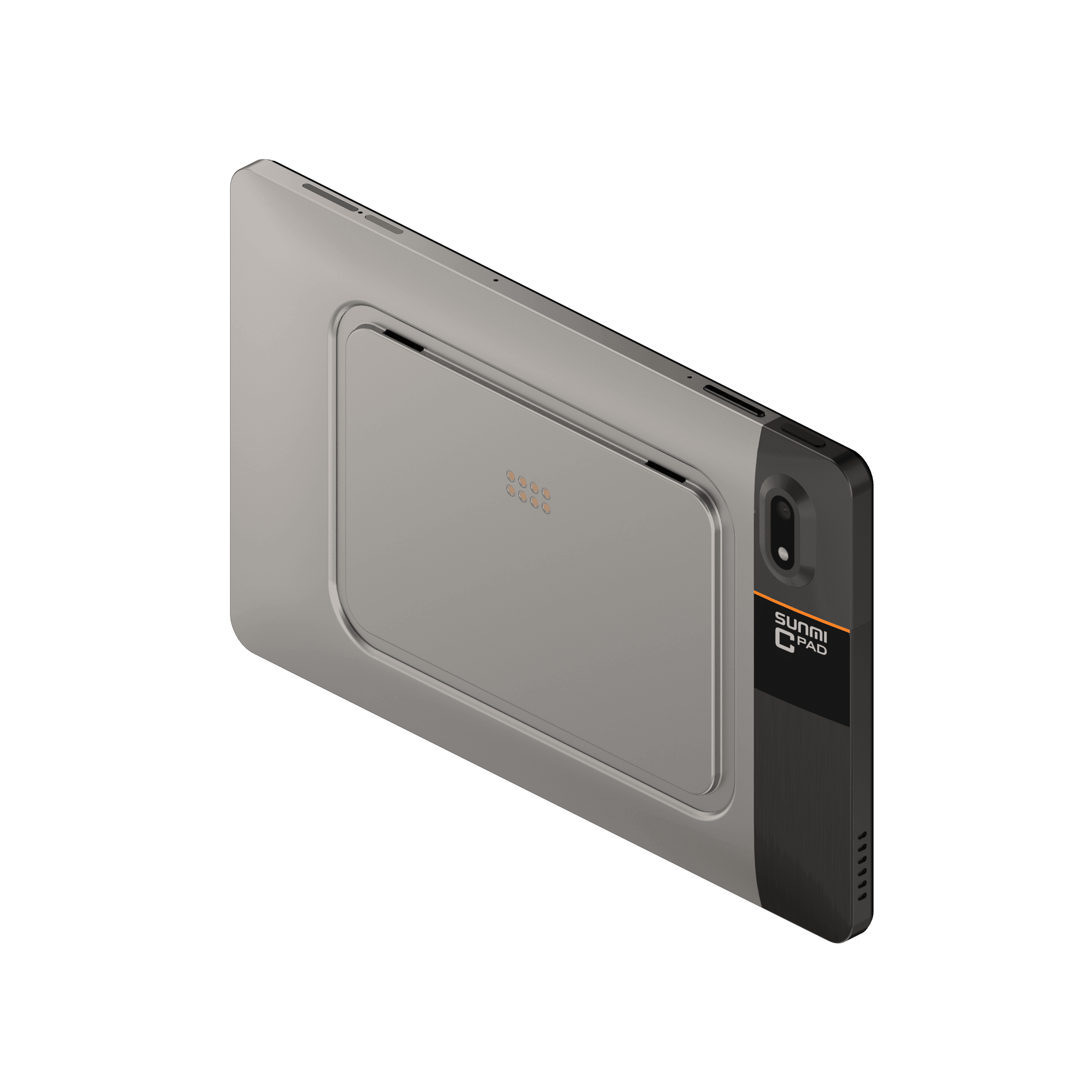 SUNMI CPad 8.7 tablet with sleek metallic finish and ports