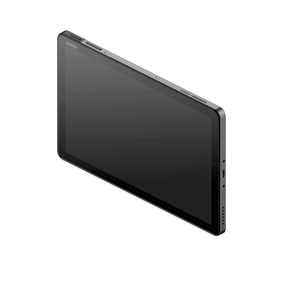 Close-up of SUNMI CPad 8.7 tablet top edge with ports and buttons