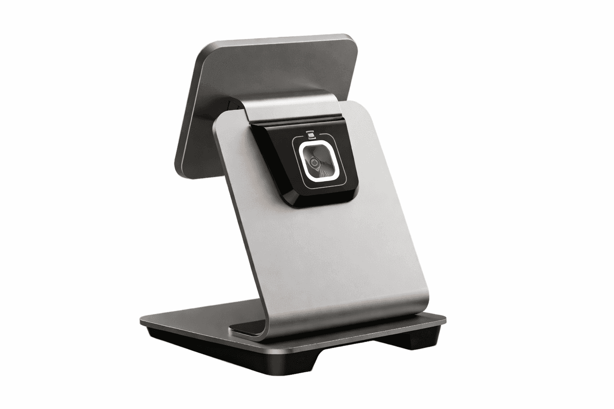 SUNMI desktop POS stand with integrated scanner, stable and plug & play setup
