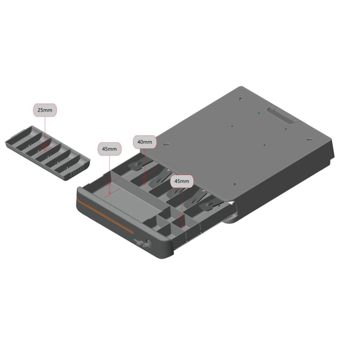 SUNMI Max Cash Drawer – RJ12 ABS 5-Bill 10-Coin Retail Checkout - All-Star Terminals