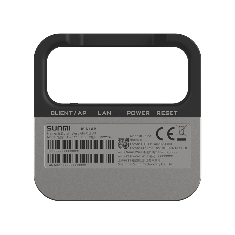 Close-up of SUNMI MINI AP connectivity ports