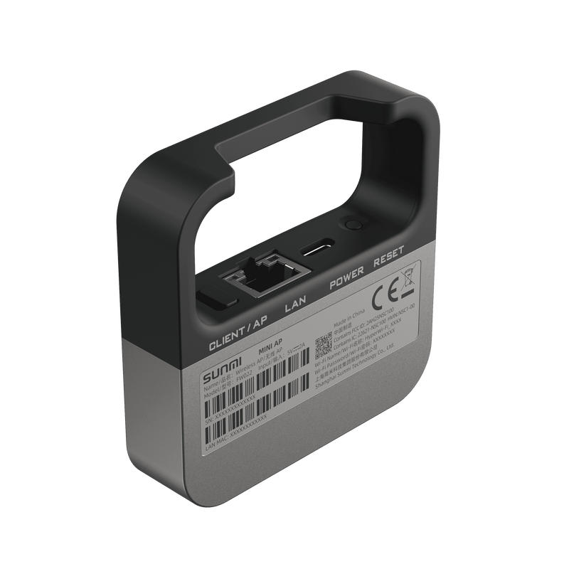 Rear view of SUNMI MINI AP with Ethernet port and product information label