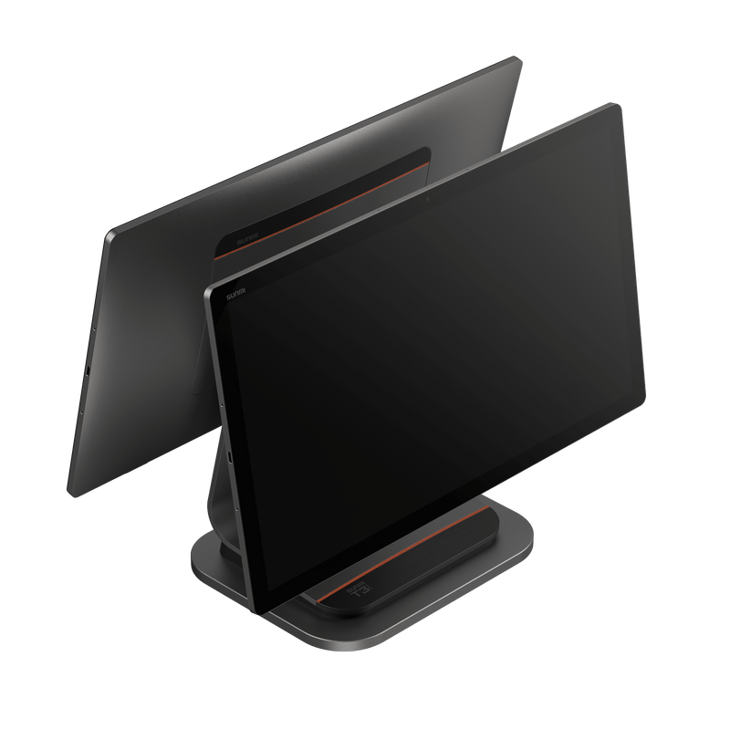 Sleek POS terminal with large display and stand