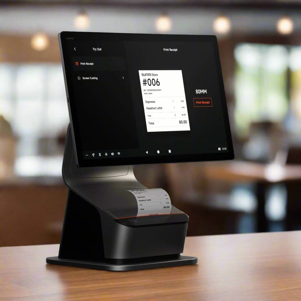 Touchscreen POS device with receipt printing