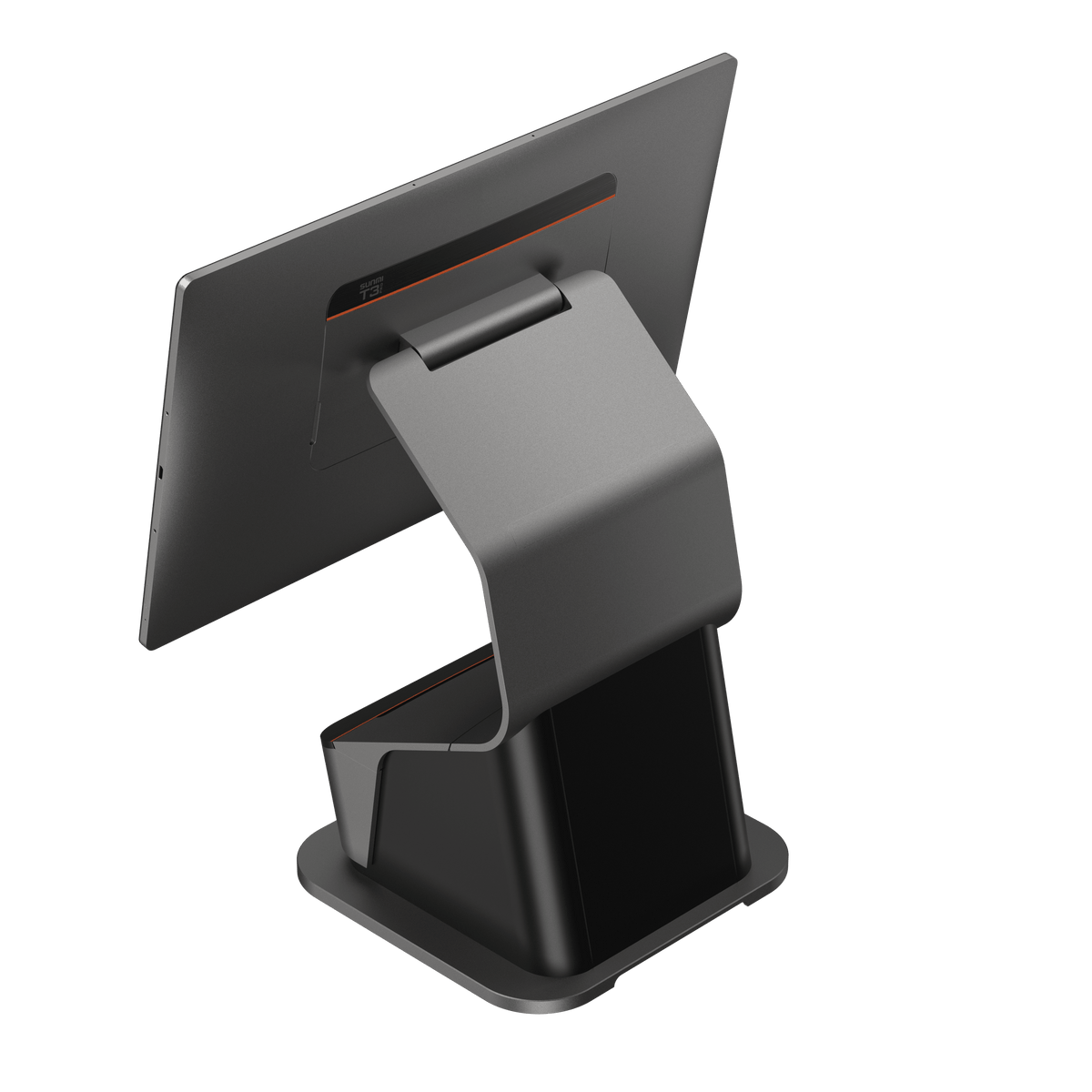 Side angle of SUNMI T3 PRO MAX POS terminal emphasizing slim profile and high-resolution touchscreen