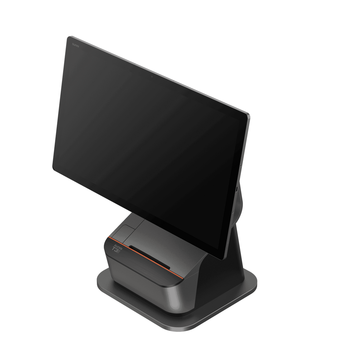 Rear view of SUNMI T3 PRO MAX POS terminal showing connectivity ports and stand