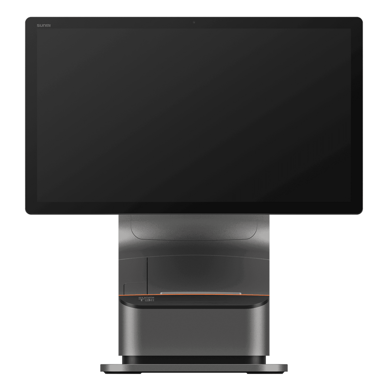 Rear view of SUNMI T3 PRO MAX POS terminal showing screen and ports