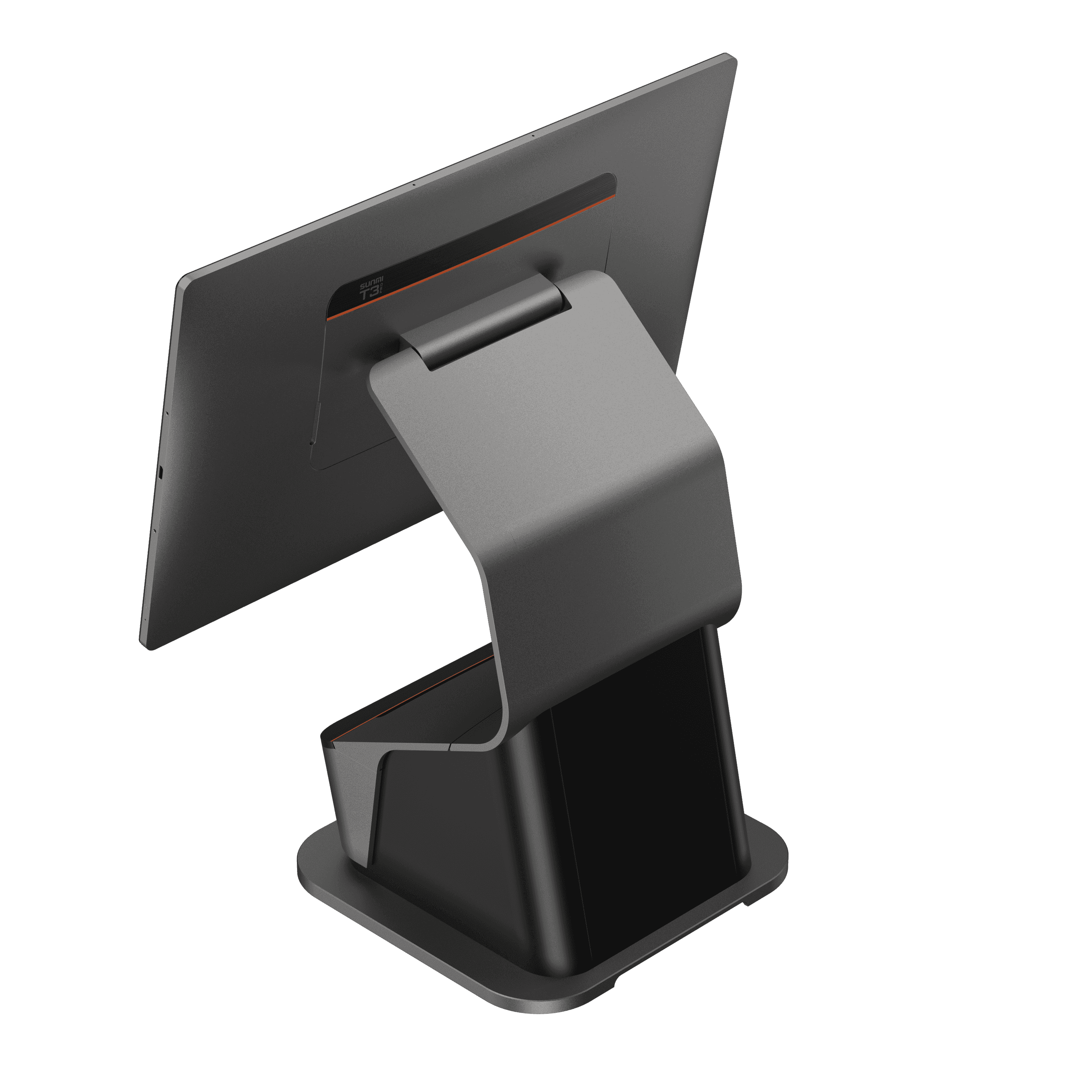 Side angle of SUNMI T3 PRO MAX POS terminal highlighting slim profile and build