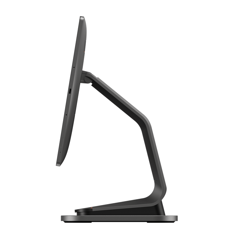 Rear view of SUNMI T3 Pro POS with stand and connectivity ports