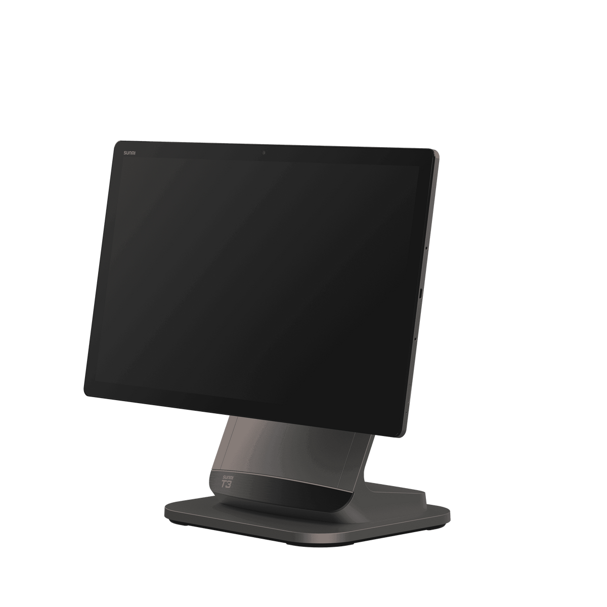 Close-up of SUNMI T3 POS terminal screen with sleek black design