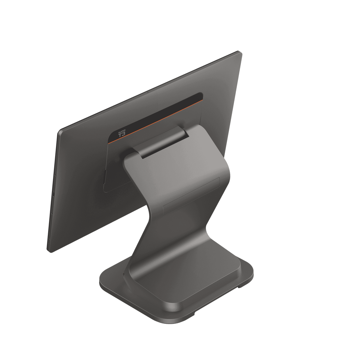 Back view of SUNMI T3 POS terminal emphasizing sturdy base and rear panel