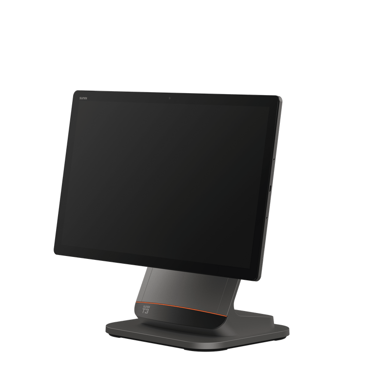 Side view of SUNMI T3 POS terminal highlighting slim profile and connectivity ports
