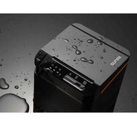 Water-resistant SUNMI V2-LX kitchen POS printer with black finish and orange accents