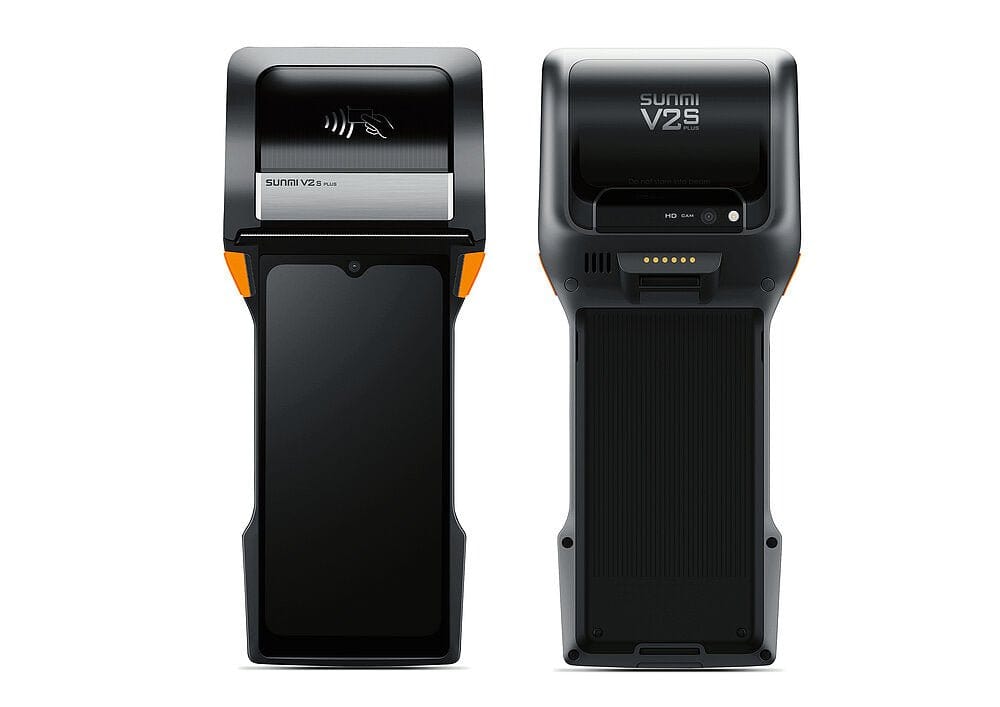 Rear view of SUNMI V2s Plus all-in-one mobile POS device