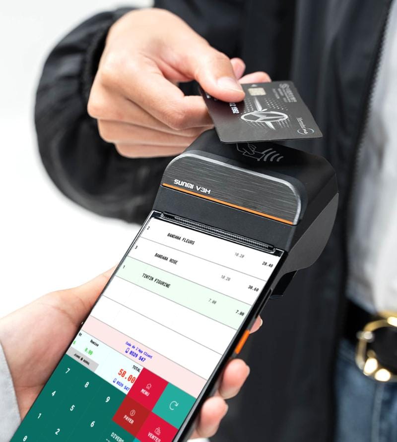 SUNMI V3H Handheld POS – 6.75" 4G Terminal with Built-In 58mm Printer - All-Star Terminals