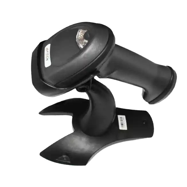 ID TECH ValueScan III handheld 1D barcode scanner in stand