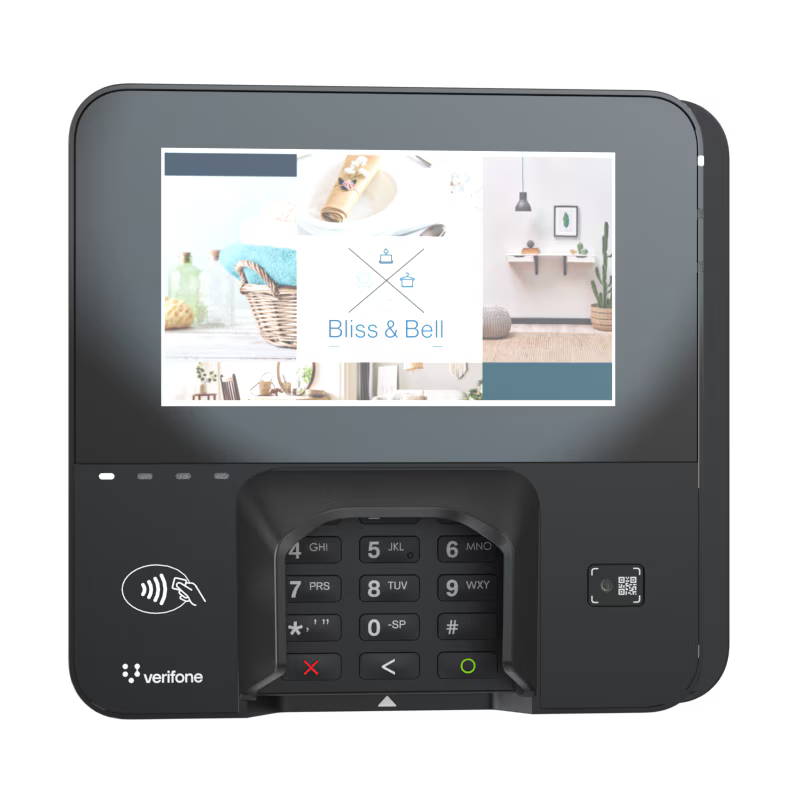 Verifone M425 multilane payment terminal with 5.5-inch HD touchscreen, front view
