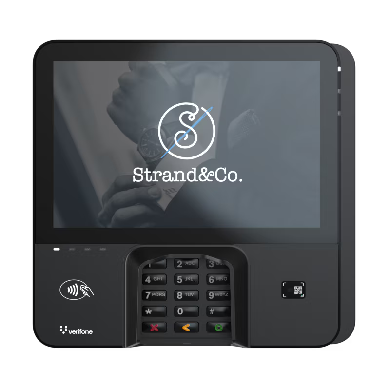Verifone M450 multilane payment terminal with 8-inch touchscreen, front view