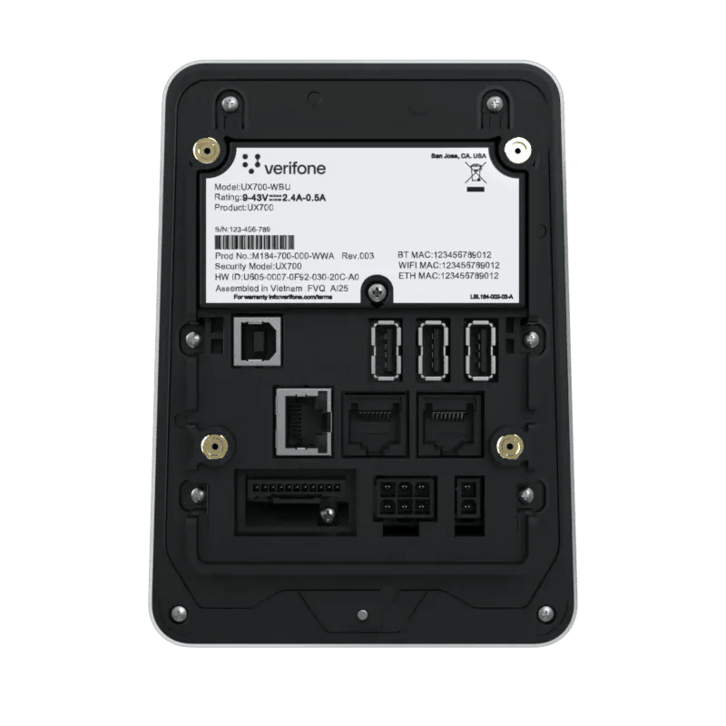 Verifone UX700-ML Unattended Android Payment Device | Wi-Fi + Bluetooth (No Cellular) | M184-773-30-WWA-6 - All-Star Terminals