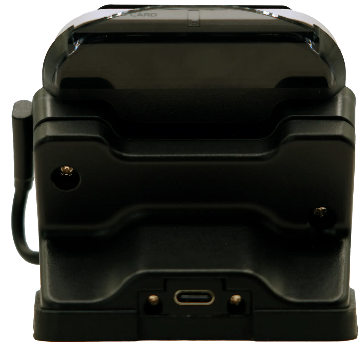 ID TECH VP3350 stand, back view with USB-C port